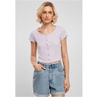Women´s T-shirt waist  // Urban classics Ladies Cropped Button Up Rib Tee lilac