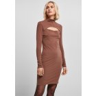 Woman dress // Urban Classics Ladies Stretch Jersey Cut-Out Turtleneck Dress bark